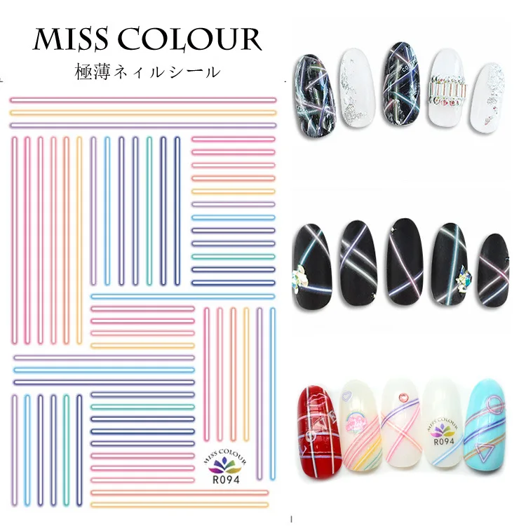 

Newest R094 Neon line design nail art sticker decal stamping back glue DIY nail decoration tools
