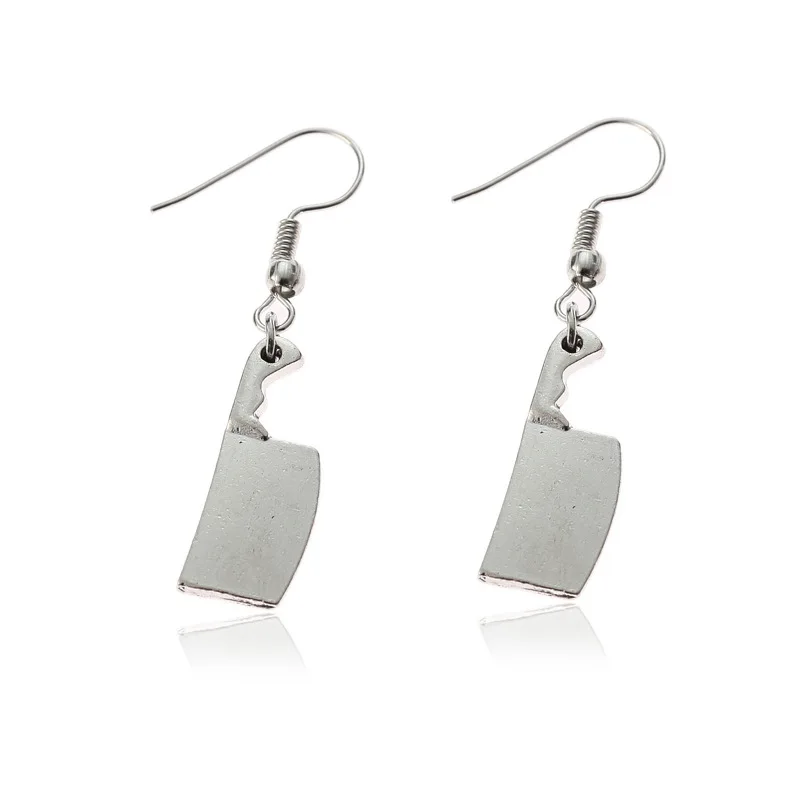 Earrings Полированная нержавеющая сталь мини лезвие шеф-повара кухонный нож кулон ожерелье для мужчин и женщин нержавеющая сталь хип-хоп ювелирные изделия - Окраска металла: Earrings