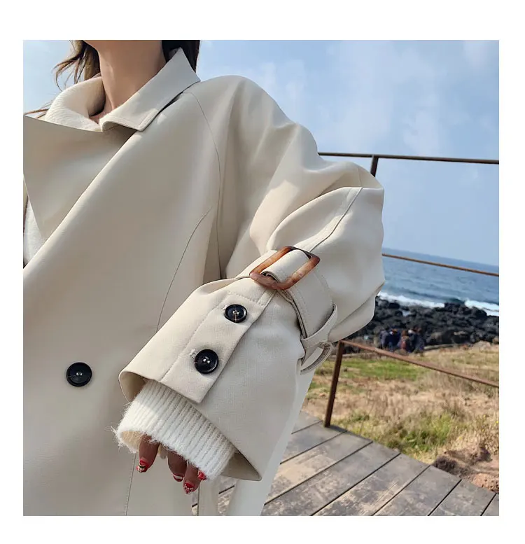 Осенний женский плащ, Повседневная тонкая двубортная свободная Длинная ветровка, верхняя одежда