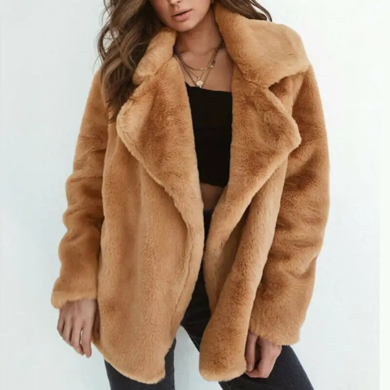 

Winter Female Warm Outwear 2020 New Women Fleece Fur Jacket Outerwear Tops Winter Warm Fluffy Coat Sweater