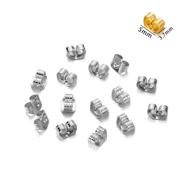 100-200pcs/lot Rubber Earring Back Silicone Round Ear Plug  Earrings Back Stopper For DIY Parts Jewelry Findings Making Tools Style2 Rhodium