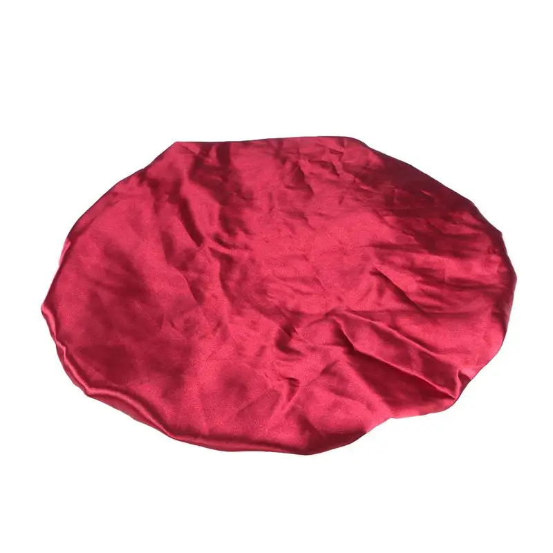 Атласная крышка для сна, двойной слой, большой размер, шнурок, чепчик для сна для женщин, уход за волосами с эластичной широкой лентой - Цвет: Красный