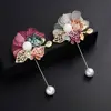 Lady Cloth Art Pearl Fabric Flower Brooch Pin Rose Flower Leaf Bowknot Crystal Cardigan Shirt Shawl Handmade Wedding Coat Badge ► Photo 2/6