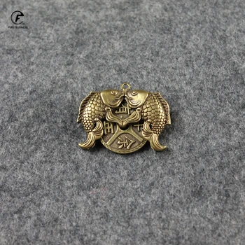 

Copper Ancient Chinese Rotate the wheel Double carp Figurines Car Keychains Pendants Home Decorations Handmade Animal Fish Craft