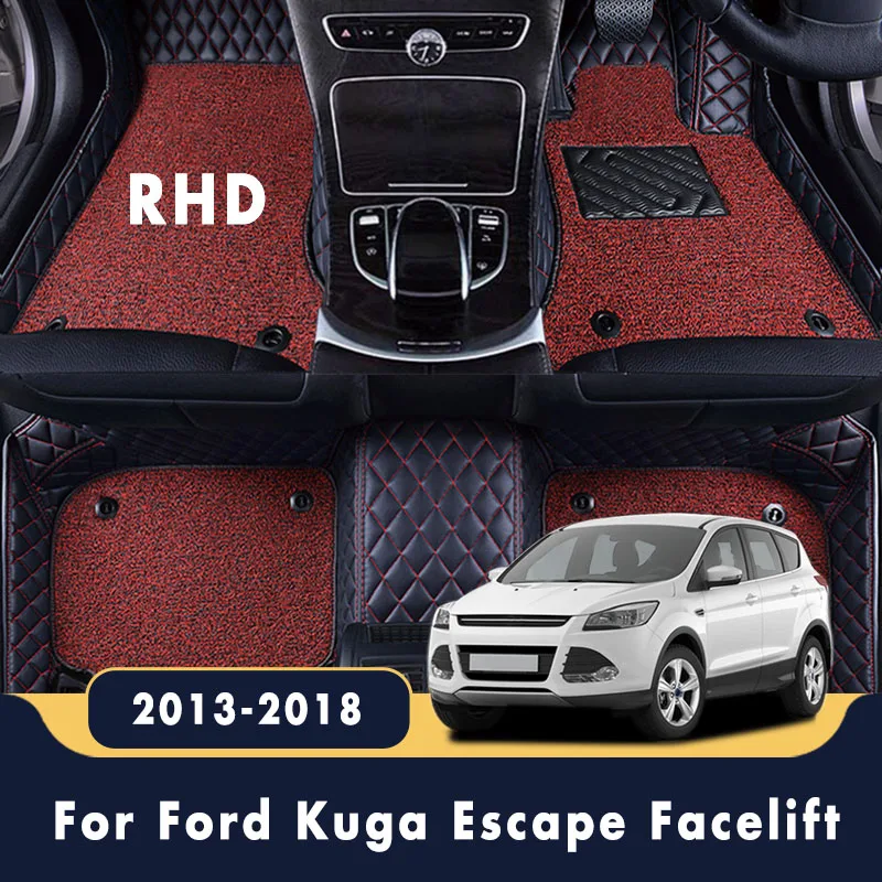 Автомобильные коврики RHD для Ford Kuga Escape роскошные двухслойные кожаные с