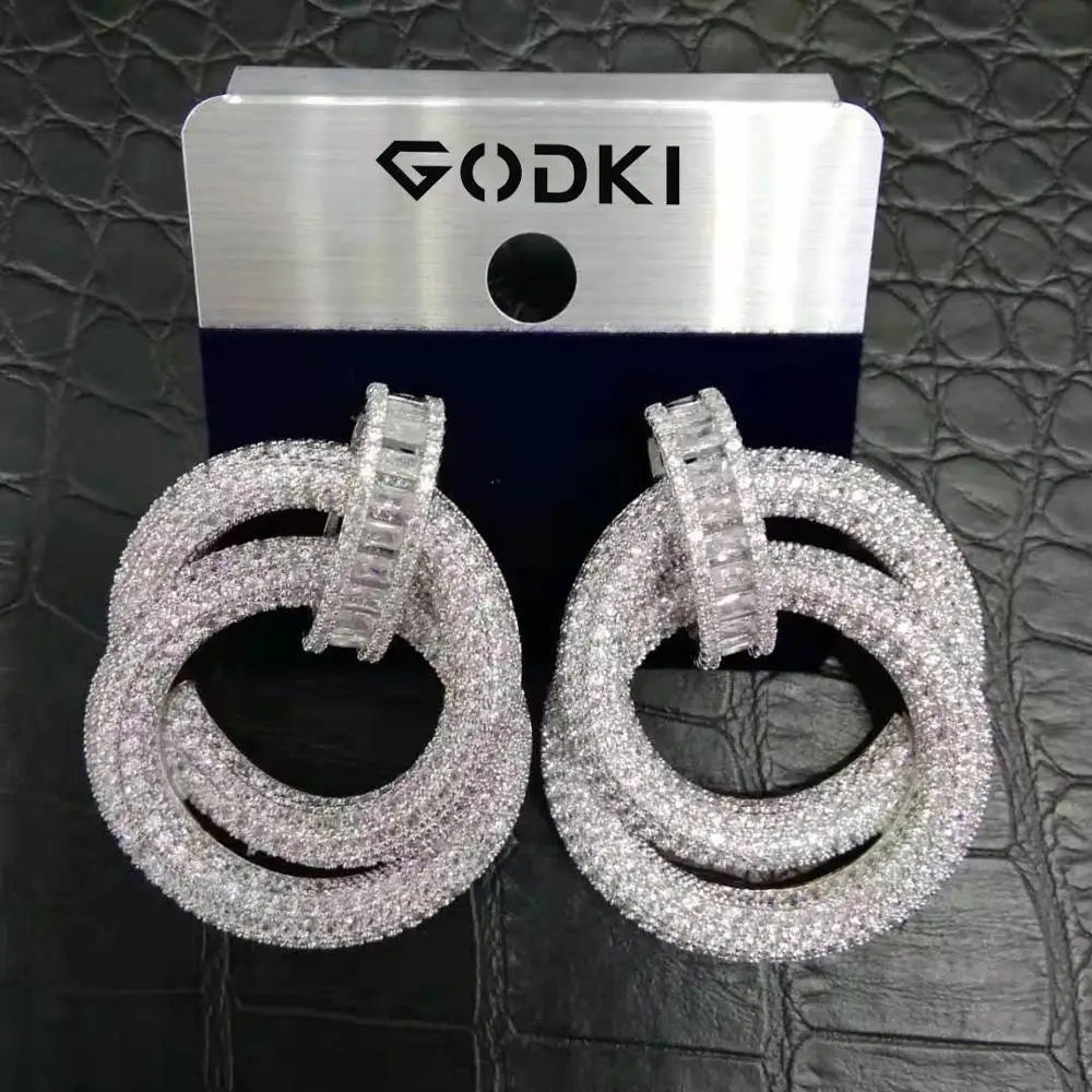 GODKI/, знаменитые подвески, капли воды, модные женские сережки, кубические серьги-подвески с цирконом для женщин, аксессуары для свадебной вечеринки