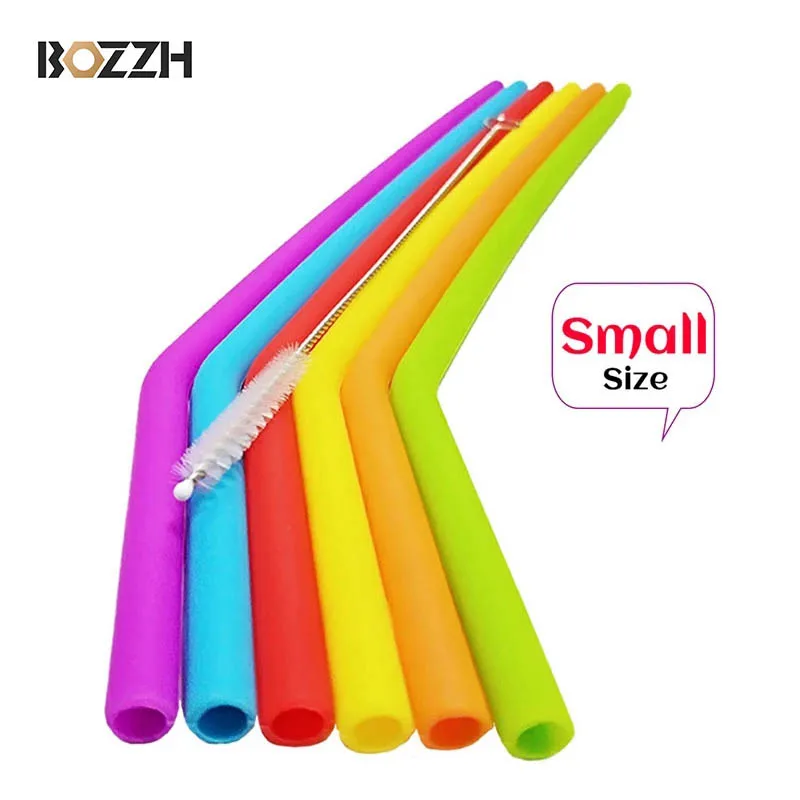 BOZZH6PcsReusableSiliconeDrinkingStrawsFoodGradeSiliconeStraws