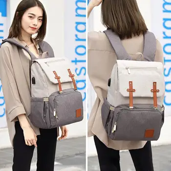 

Baby Diaper Bag with USB Port Waterproof Nappy Bag Stroller Mommy Backpack Nursing Bags Travel For Mom Fashion Backpacks M3H9