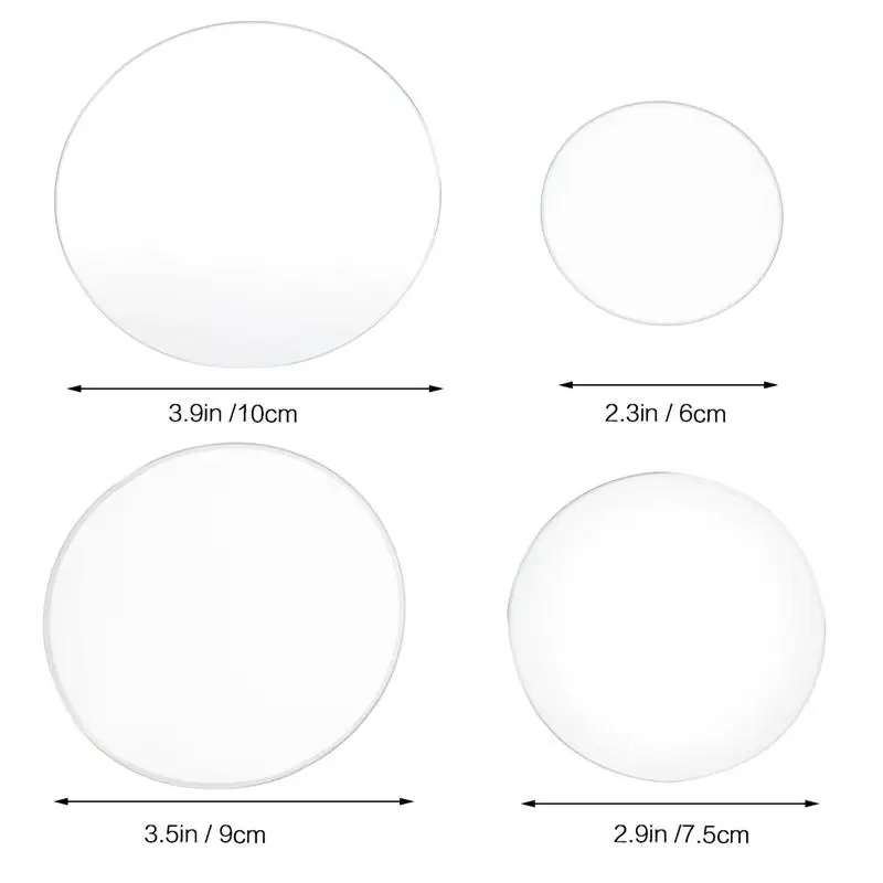 Watch Glass Beaker Cover 4Pcs Laboratory High Temperature Resistant Watch Glass Thickened 60mm+75mm+90mm+100mm Watch Glass Beaker Cover