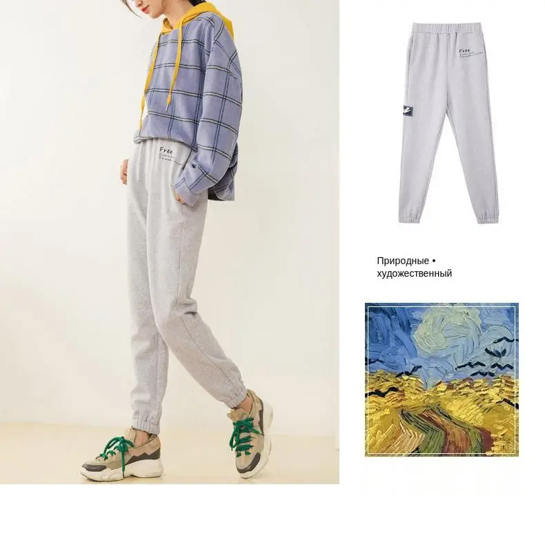 INMAN Winter New Arrival Elastic Waist Fashion Embroidery All Matched 100%Cotton Women Pencil Pants