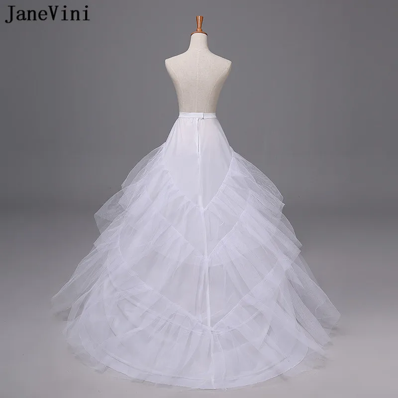 JaneVini Puffy 2 Hoops 3 Layers of Hard Tulle Bridal Petticoats A Line Ball Gown Women Wedding Dress Slip Crinoline Underskirt