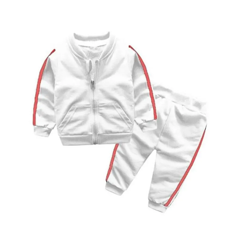 Комплект одежды для маленьких мальчиков и девочек; повседневная одежда с длинными рукавами для новорожденных; пальто на молнии; штаны; Спортивный костюм; куртка для младенцев; брюки - Цвет: White