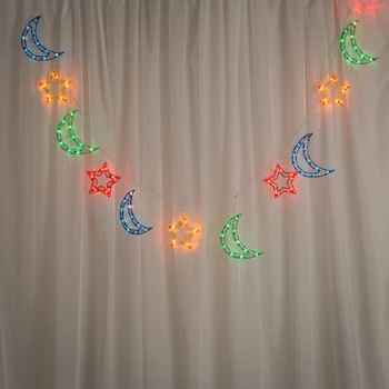 

Garland "Fringe" 2.3 x 0.25 m with attachments "Star and Month", IP20, white thread, 120 lamps, multi glow, 8 modes, 220 V