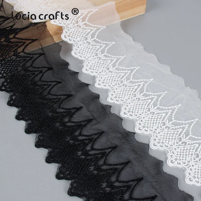 

1yard/2yards 10cm Black White Embroidered Water Soluble Mesh Lace Trim Ribbon Fabric DIY Sewing Crafts Garment Accessories R0412