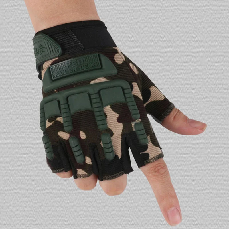 Тактические с твердыми костяшками перчатки с половинными пальцами мужские армейские военные Военные боевые велосипедные стрельба, страйкбол Пейнтбол полиция Duty-Fingerless - Цвет: Camo