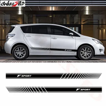 

2PCS Car Side Skirt Stripes Decor Stickers F Sport Styling Vinyl Decal For Toyota Camry Avalon Yaris Prius Verso Corolla