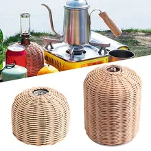 Rattan düz gaz kapağı kamp Rattan gaz depo kapağı durumda Isogas isıtıcı durumda anti-çarpışma açık kamp aksesuarları