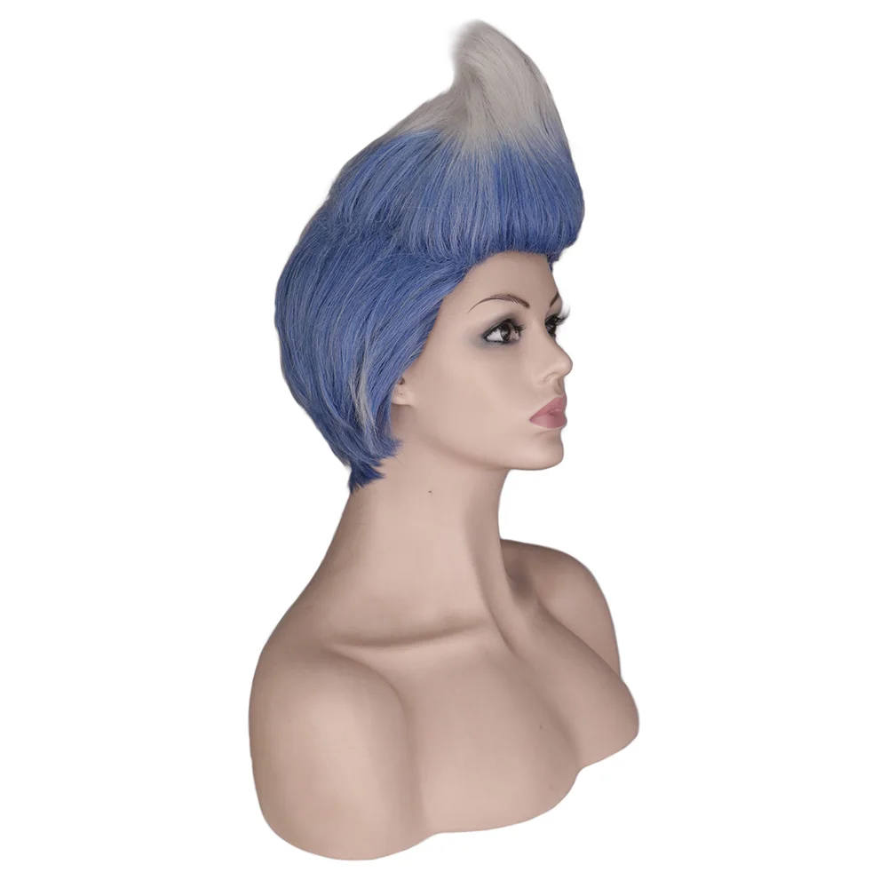 QQXCAIW серебряные Омбре синие мужские короткие парики предварительно стильный костюм на Хэллоуин Аниме косплей парик для мальчика косплей синтетические волосы