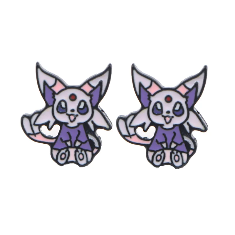 P4189 Dongmanli милые серьги Eevee Elf, пирсинг для уха, детские милые серьги для женщин, эмалевые серьги, вечерние ювелирные изделия, подарки для девочек - Окраска металла: 2