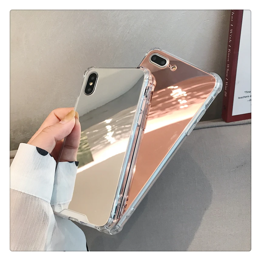 Зеркальный мягкий ударопрочный чехол из ТПУ для iPhone X XS Max XR 6 6s 7 8 Plus защита от