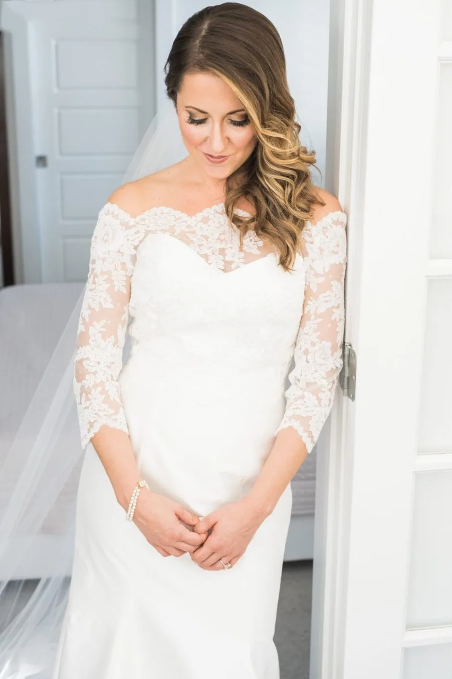 JERUIZE Vestido De Novia кружевные свадебные платья Русалочки с открытыми плечами, рукав 3/4, пуговица сзади, свадебные платья в стиле бохо, свадебное платье невесты