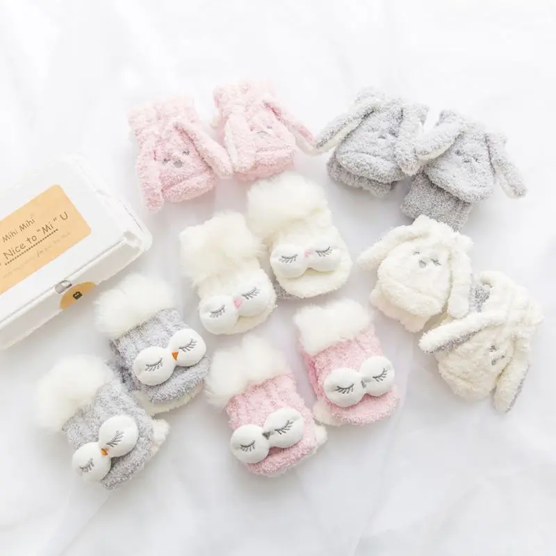 Пушистый напольный носки с милыми животными для девочек удобные длинные