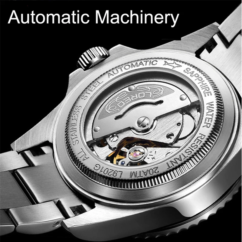 LOREO Men Military Watch 200m Waterproof Wristwatch Automatic Mechanical Clock mechanical watch