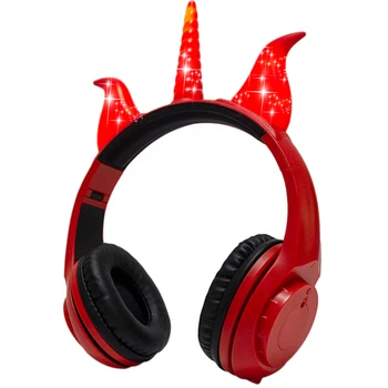 

Unicorns Kids Headphones Devil Headsets Wireless Bluetooth Earphone Glowing Music Cartoon Headset for Boys Girls Gifts