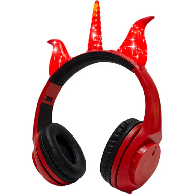 Unicorns Kids Headphones Devil Headsets Wireless Bluetooth Earphone Glowing Music Cartoon Headset for Boys Girls Gifts