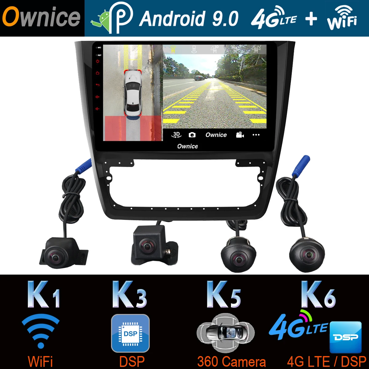 360 4 * DVR AHD камера 4G LTE Android 9 0 Гб + 64 DSP CarPlay GPS навигация радио Автомобильный