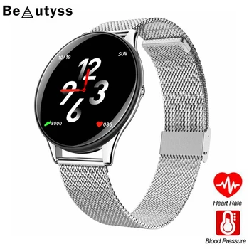 

Beautyss SN58 Tempered Glass Screen Steel Strap Smart Watch IP68 Waterproof Heart Monitor Blood Pressure For Android IOS Phone