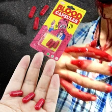 3pcs Halloween Fake Blood Pills Red Capsules Cosplay Party Horror Bleeding Funny Props Safety Fool #8217 s Joke Horror Prank Thrilling tanie tanio CN (pochodzenie) NONE Fake Blood Capsules powder