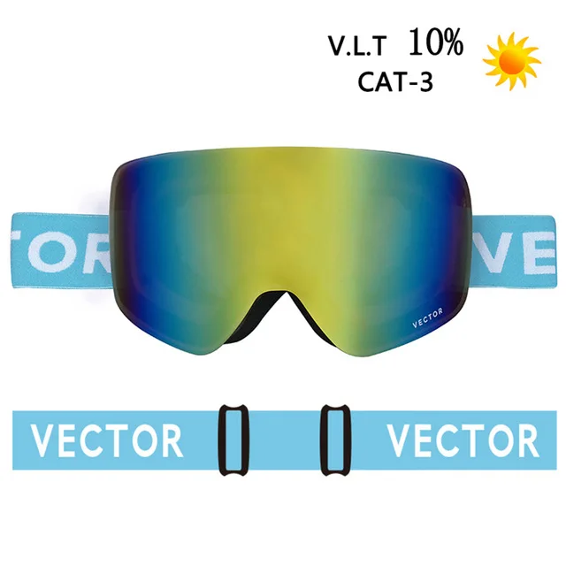 VECTOR Brand Ski Goggles Men Women Double Lens UV400 Anti-fog Skiing Eyewear Snow Glasses Adult Skiing Snowboard Goggles - Цвет: Sky blue