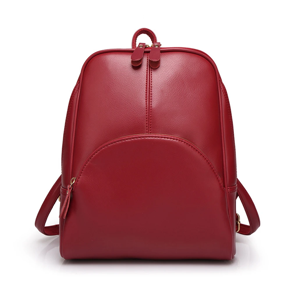 Рюкзак из натуральной кожи Корейская версия двойной сумки на плечо европейский и американский консервативный стиль женские студенческие сумки для колледжа - Цвет: Wine red
