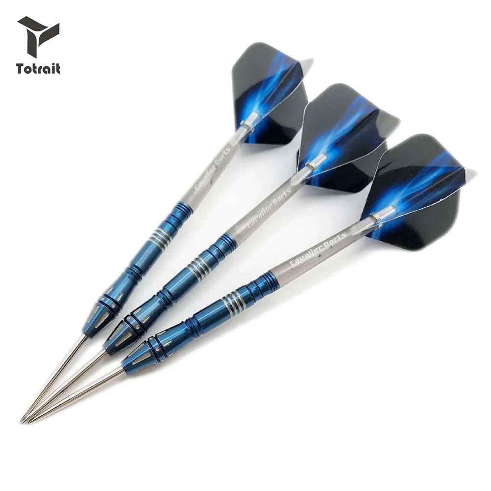 

Tungsten Steel Darts 23g 95% Tungsten Darts Three complete darts, 12 spare dart wings, 6 frosted blue crystal rods