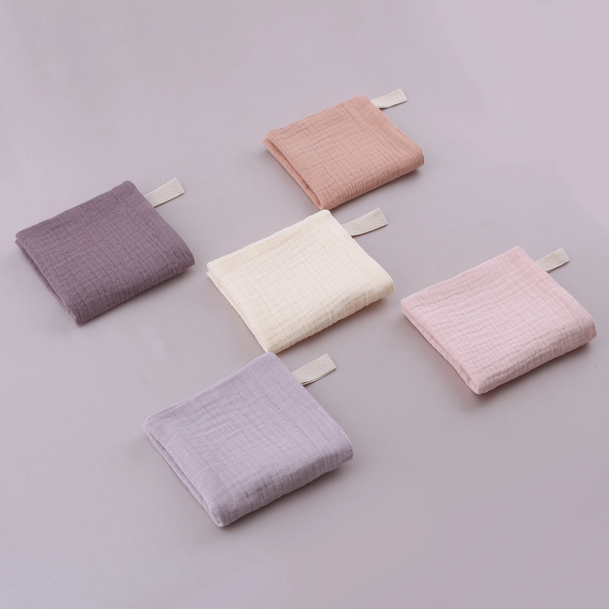 5pcs/Set Square Cotton Baby Towel Handkerchief Feeding Bibs Burp Cloths