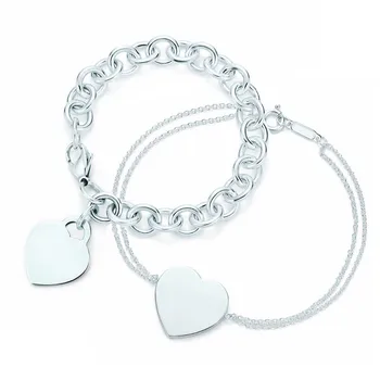 

NEW 100% 925 Sterling Silver Heart Shaped Women's Elegant Bracelet Lock Bracelet Silverware Matching World Jewelry Gifts