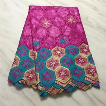 

5yards nigerian lace fabric newcoming fashion eyelet stones bazin riche lace fabric for women party dress sewing F16JU175
