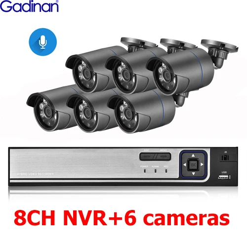 Gadinan H.265 8CH POE System 5.0MP Audio IP Camera Metal Outdoor Waterproof Network Camera CCTV Security System Surveillance Kit home camera system Surveillance Items