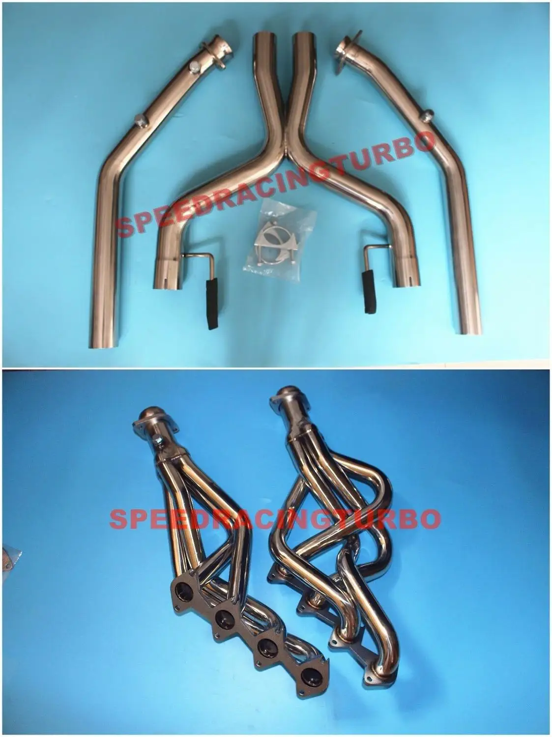 

Exhaust Header for Ford Mustang 05-09 4.6L V8 Long Tube+X-Pipe Piping 2.5"OD