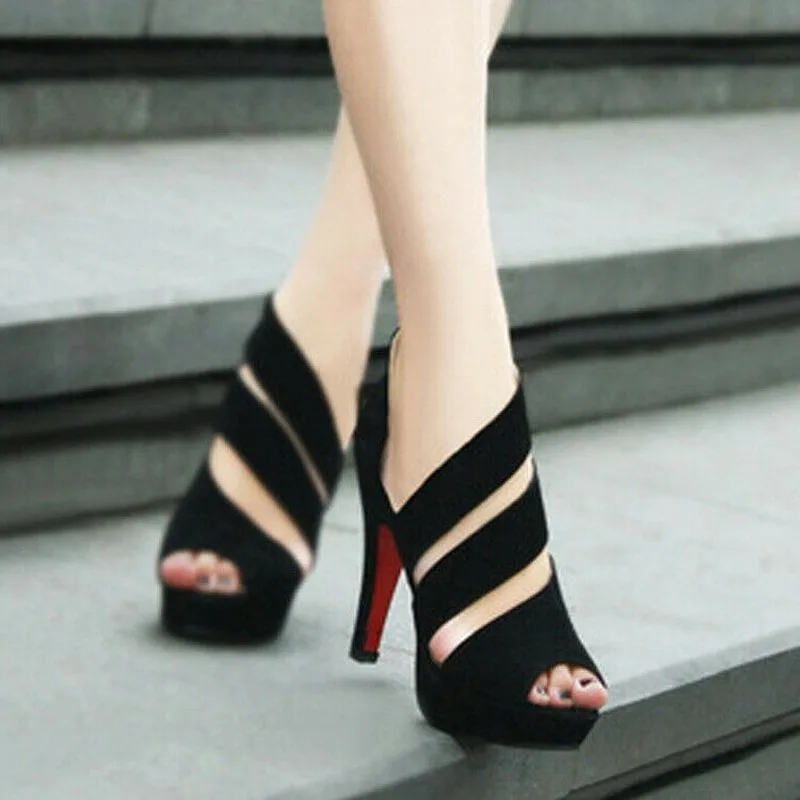 

New Women Sexy Fishmouth Sandals Spring Summer High-heeled Platforms Black Roman Ladies Shoes Elegant Casual Zip Light Hot