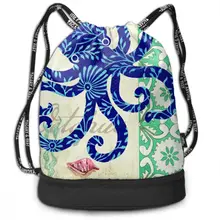 Бесшумный дизайн ежедневный рюкзак мешок веревки пляж Осьминог печати мешок шнурок женщин мужчин Леди Многоразовые Сумки на шнуровке на заказ