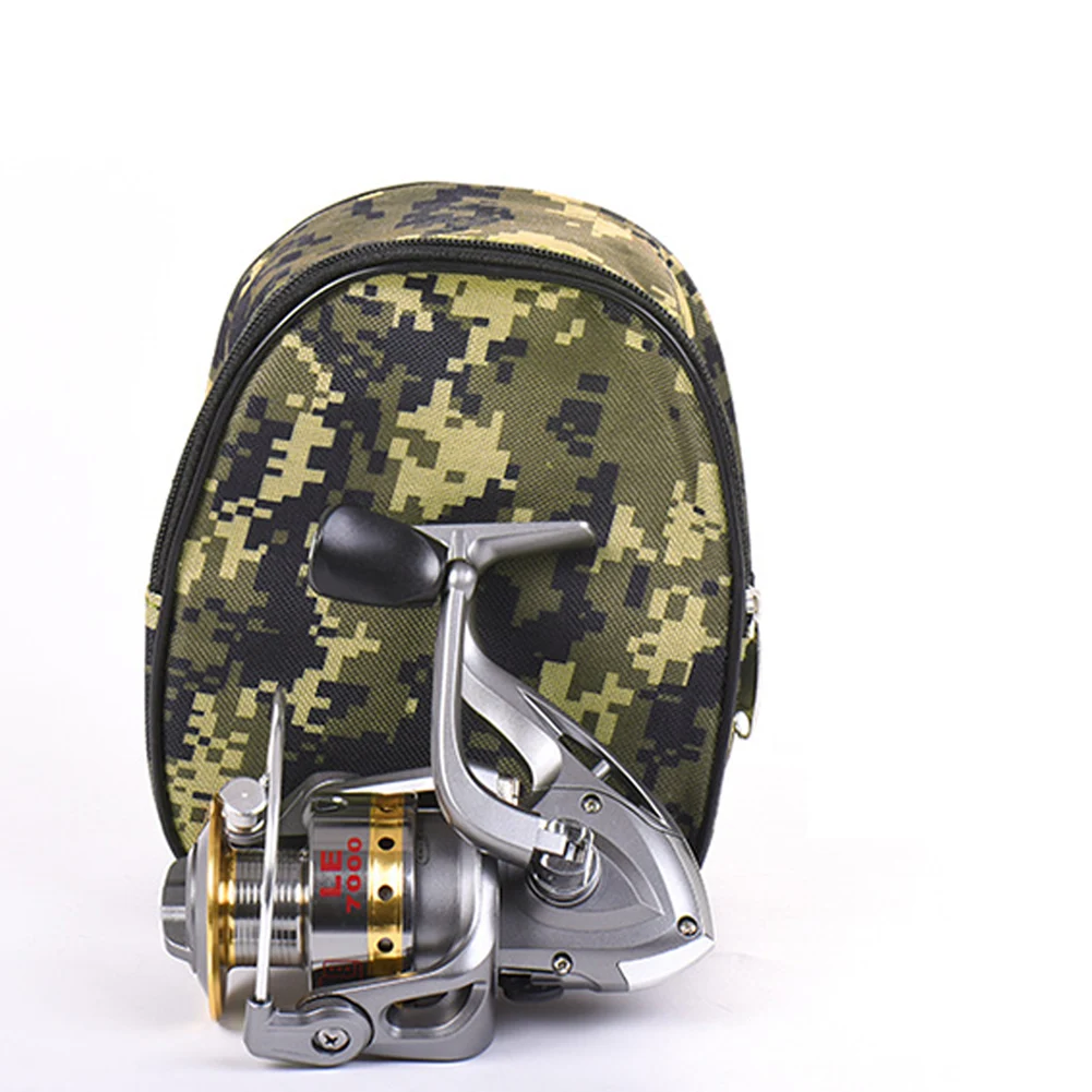 Camouflage Спортивная мини-сумка для хранения снастей, защитный чехол для спиннинга, прочная Регулируемая сумка для рыболовной катушки, портативный чехол на молнии - Цвет: Camouflage