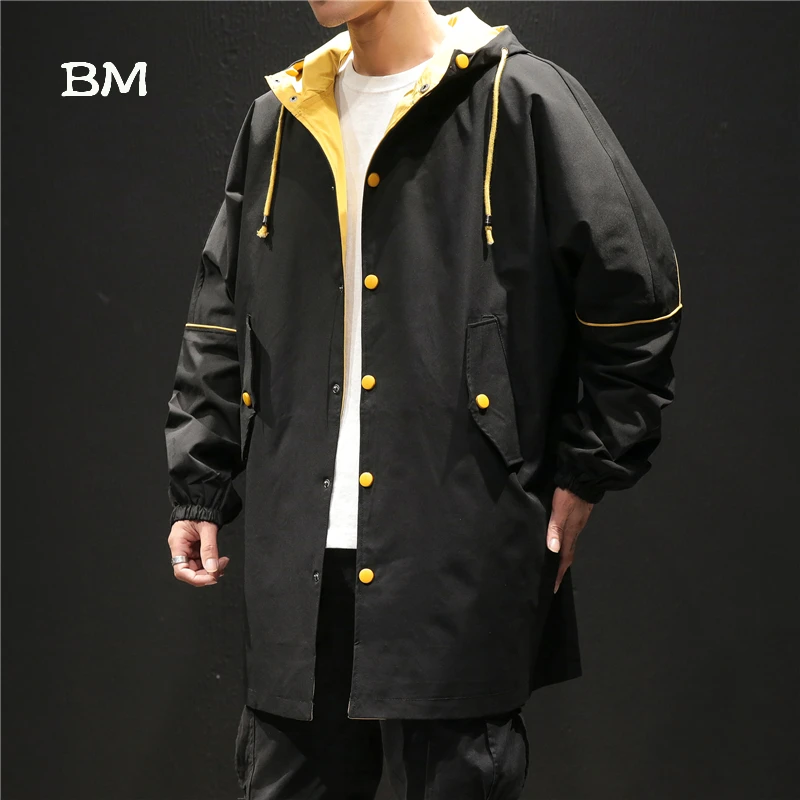 Корейское длинное пальто Мужская модная одежда уличная черные куртки с