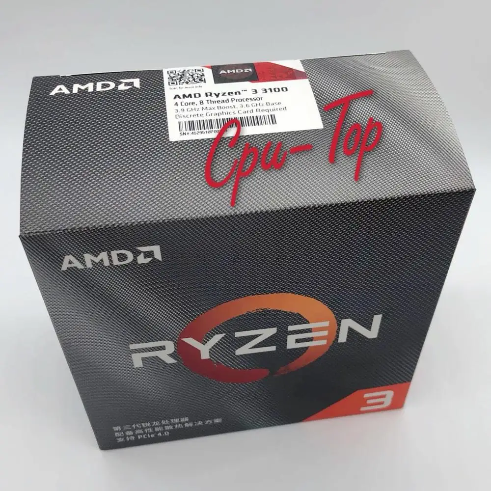 Процессор AMD Ryzen 3 3100 R3 6 ГГц четырехъядерный восьмипоточный процессор 65 Вт L3 = 16M 100