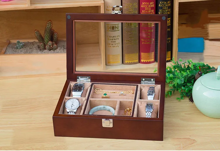 Neue Holz Schmuck Boxen Mode Frauen Schmuck Organizer Box Ohrring Fall Lagerung Ring Display Fall – Detail 1