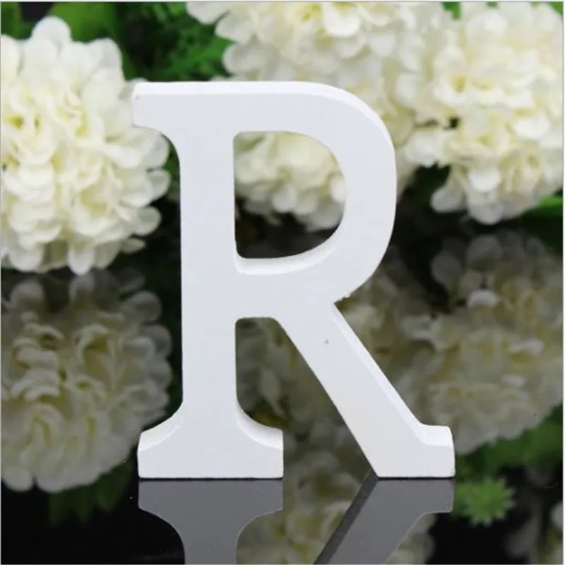 1 шт. 8X6 см белые деревянные буквы Английский алфавит DIY персональное имя Дизайн Искусство ремесло свободно стоящее сердце Свадебный домашний декор - Цвет: R
