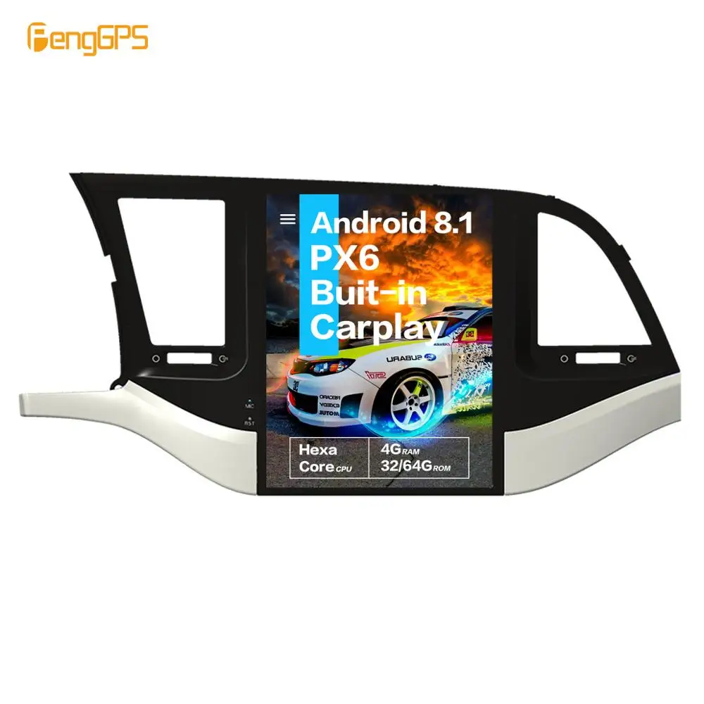 10 4 ''Tesla Android 8 1 PX6 + 32 ГБ Голосовое управление Встроенная Автомагнитола для HYUNDAI