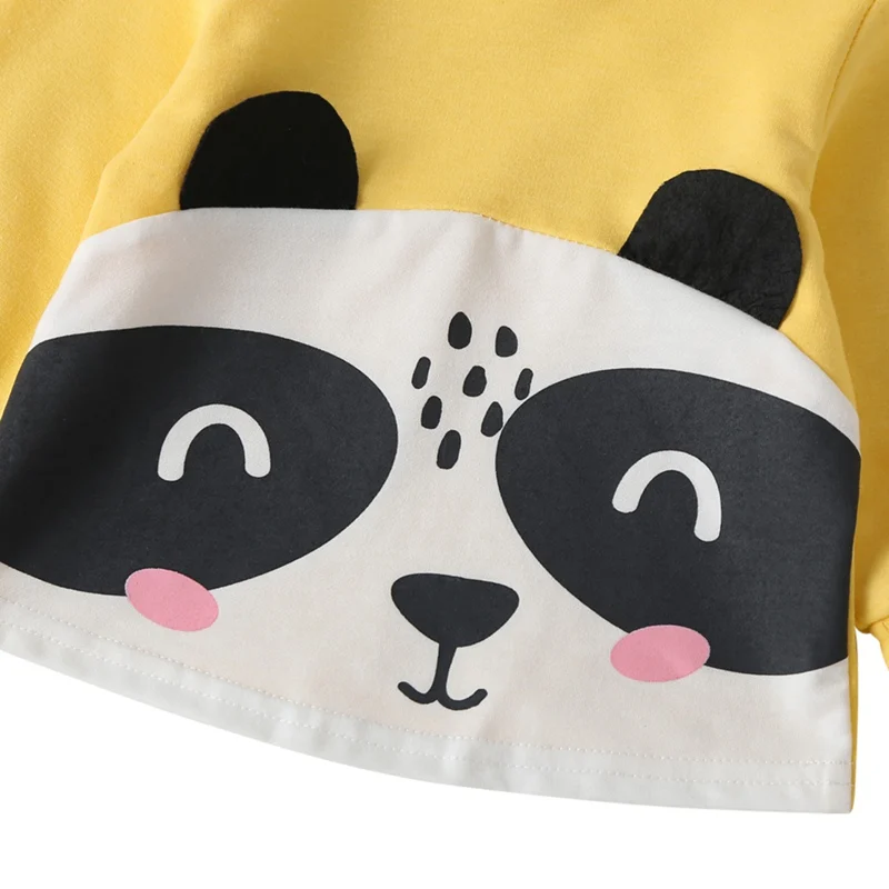 Комплект из двух предметов для маленьких мальчиков и девочек, брюки с длинными рукавами хлопковый свитер с капюшоном для мальчиков Лидер продаж, принт с головой панды