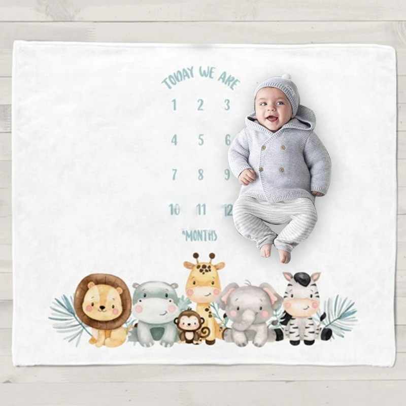 Twin Baby Monthly Record Growth Milestone Blanket Newborn Soft Photography Props Creative Background Cloth